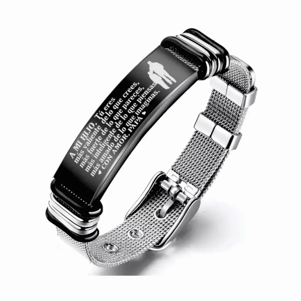 PULSERA 01 Manilla acero personalizadas datos ID