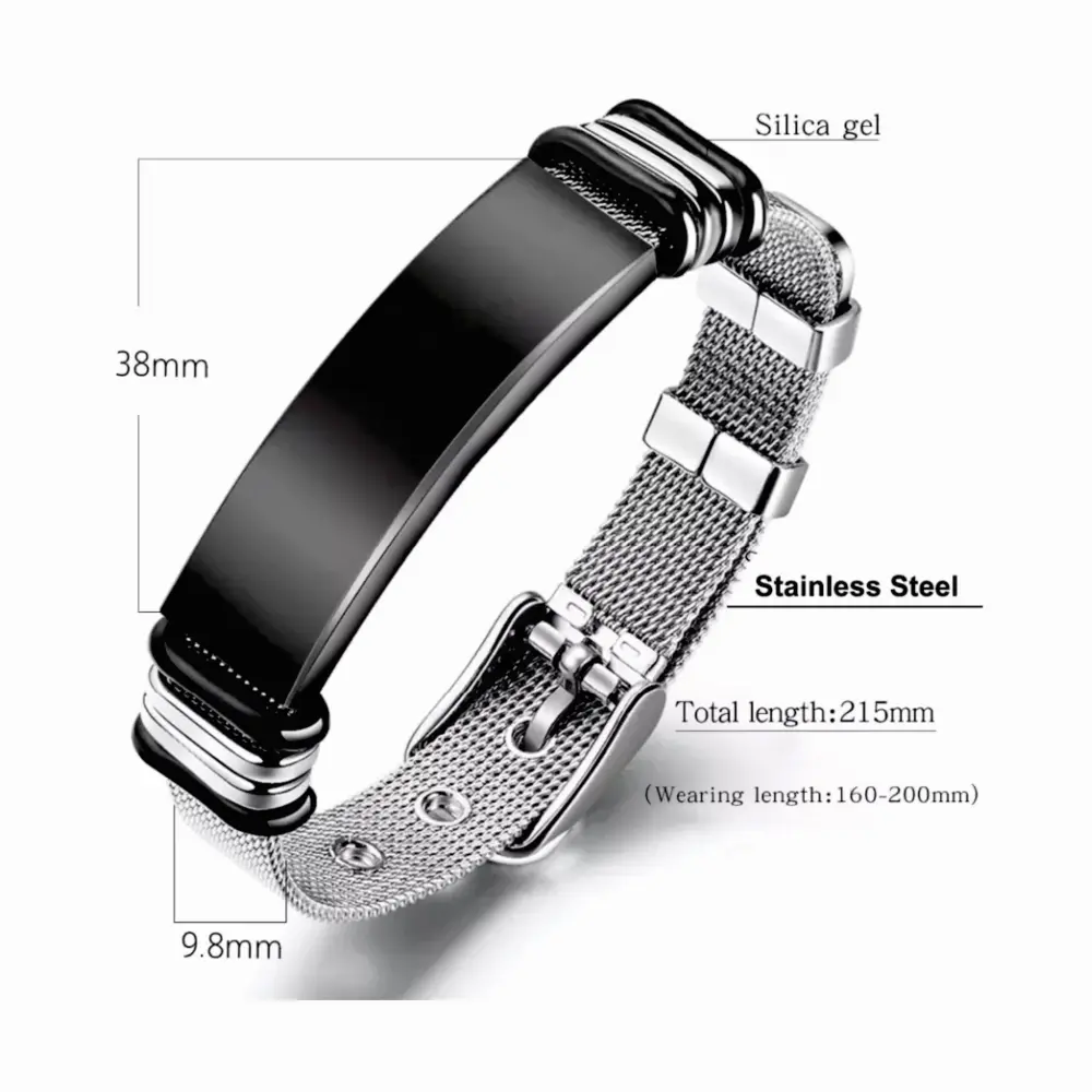 PULSERA 02 Manilla acero personalizadas datos ID