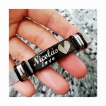 PULSERA 05 Pulsera Color Plata placa negra