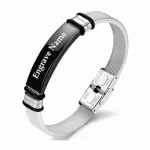 blanco 04 Pulseras Manilla identificación grabadas en láser color gris