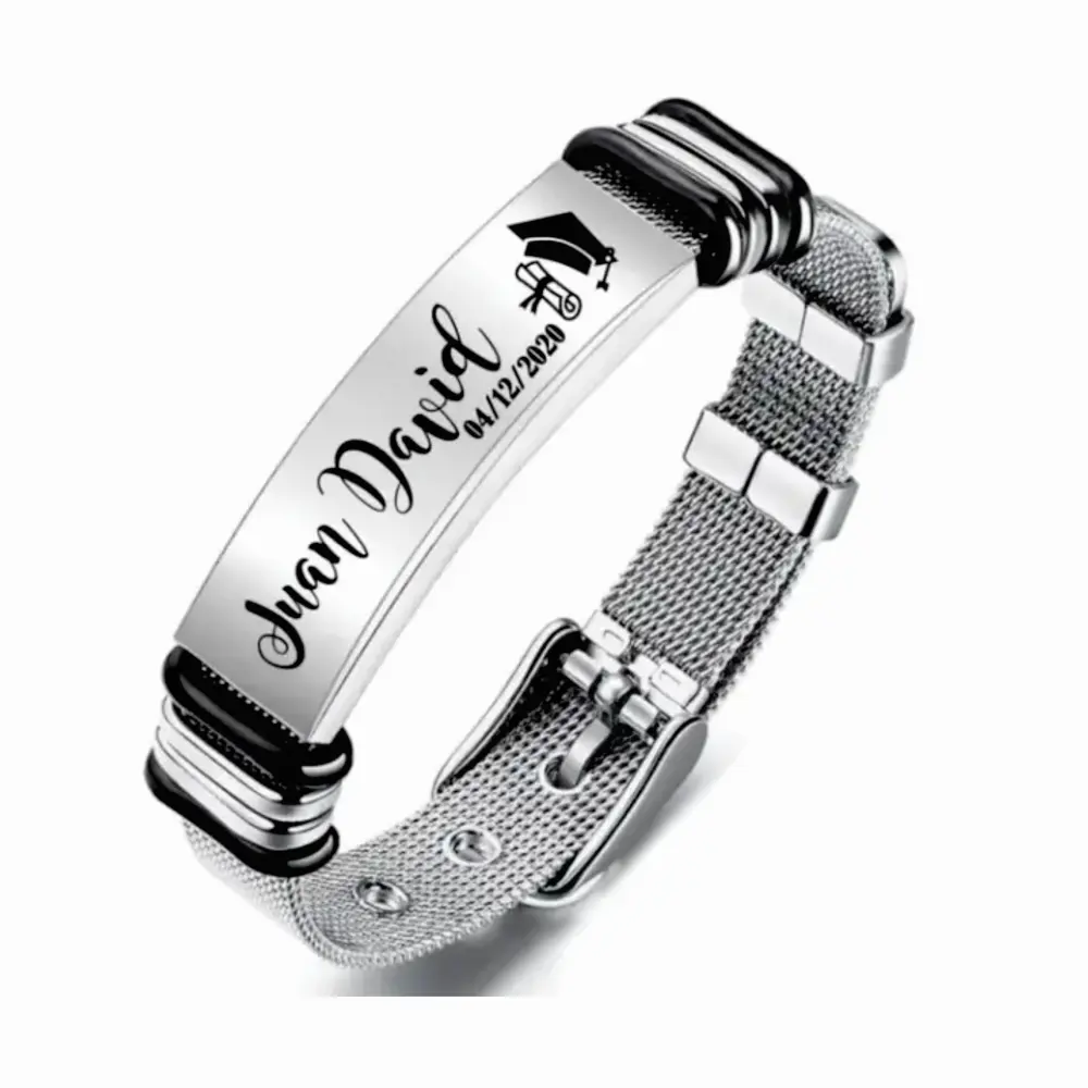 blanco Manilla acero personalizadas datos ID