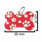 perro02 Placas identificación acero anti-pérdida mascotas Color rojo