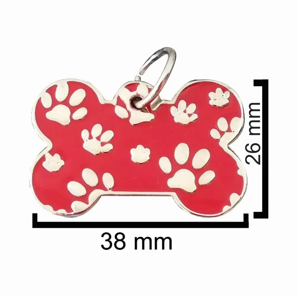 perro02 Placas identificación acero anti-pérdida mascotas Color rojo