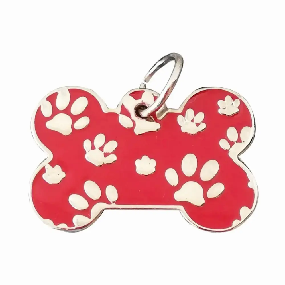 perro03 Placas identificación acero anti-pérdida mascotas Color rojo