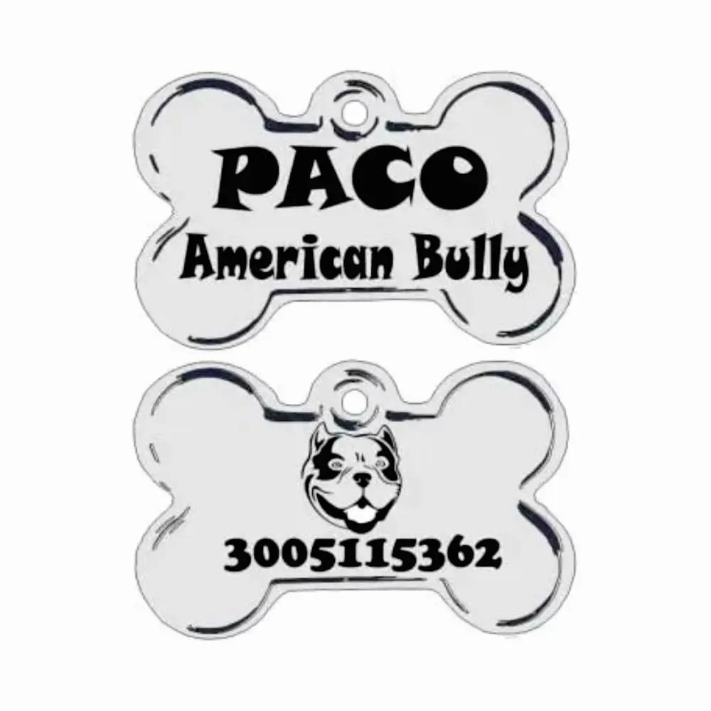 placa01 Placas identificación para mascotas perros gatos acero anti-pérdida mascotas