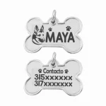 plat Placas identificación para mascotas perros gatos acero anti-pérdida mascotas