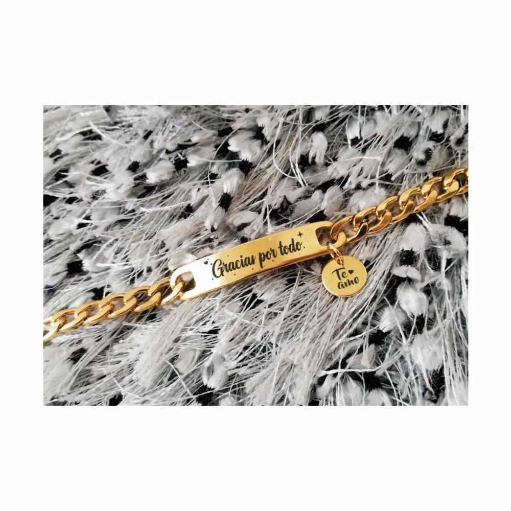 dorada03 Manilla acero inoxidable personalizada grabada en láser