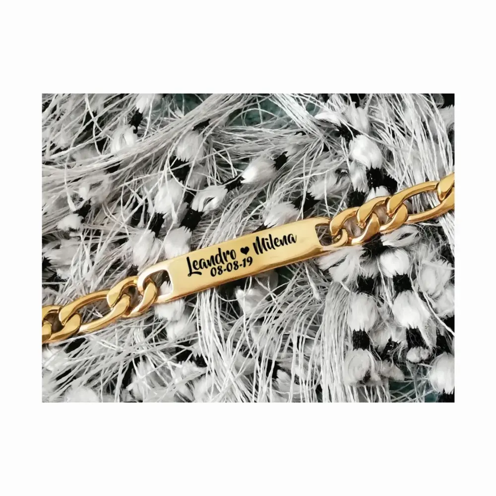 dorada05 Manilla acero inoxidable personalizada grabada en láser