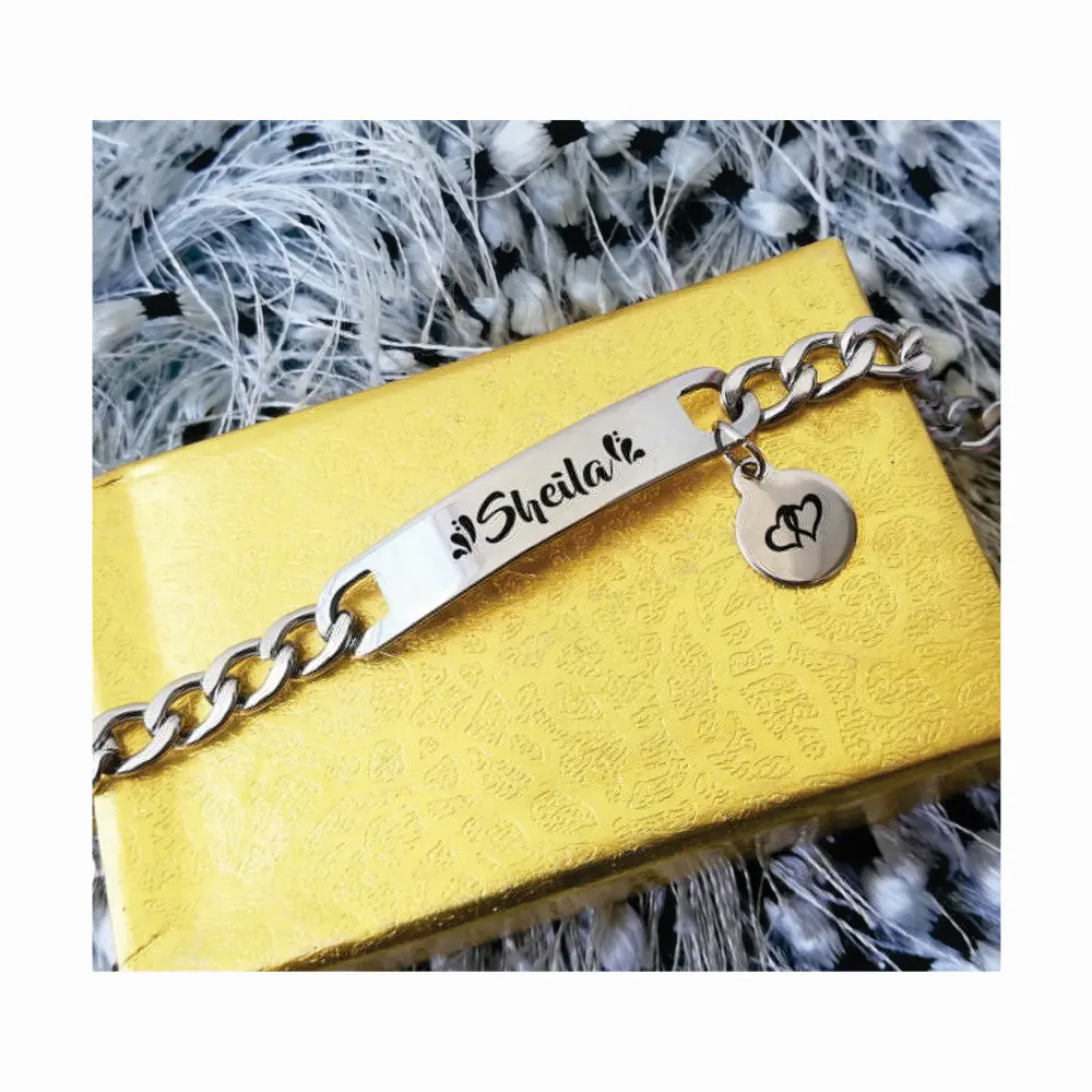 esclava02 Manilla acero inoxidable personalizada grabada en láser