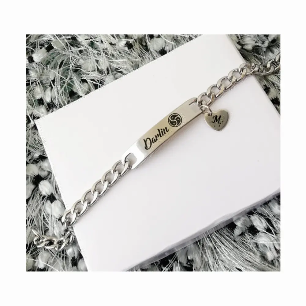 esclava05 Manilla acero inoxidable personalizada grabada en láser