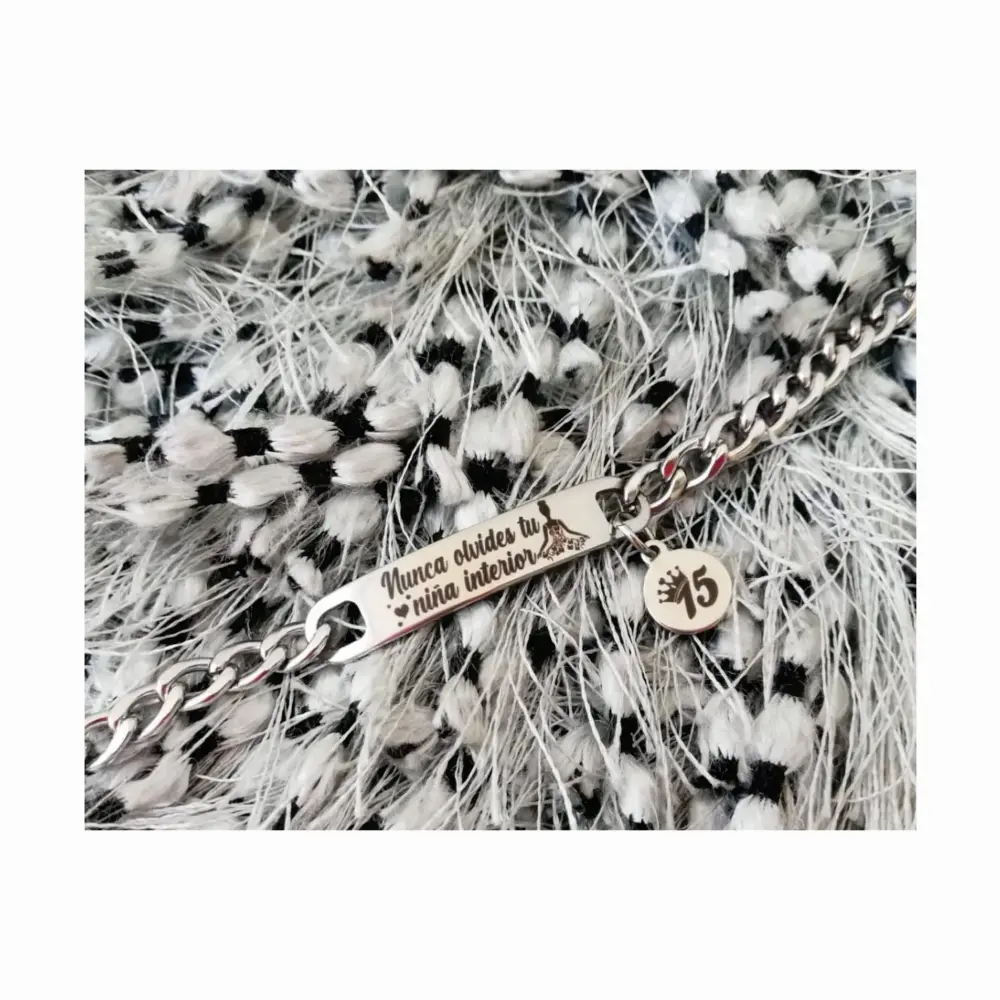 esclava08 Manilla acero inoxidable personalizada grabada en láser