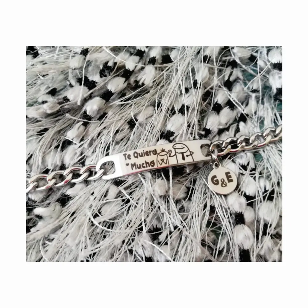 esclava09 Manilla acero inoxidable personalizada grabada en láser