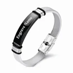 LLAVERO PULSERA 05 Pulseras Manilla identificación grabadas en láser color gris