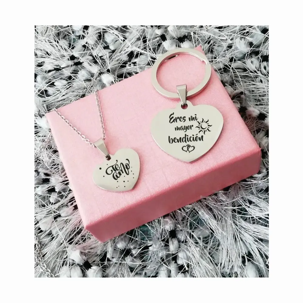 04 Juego Collar Llavero personalizado