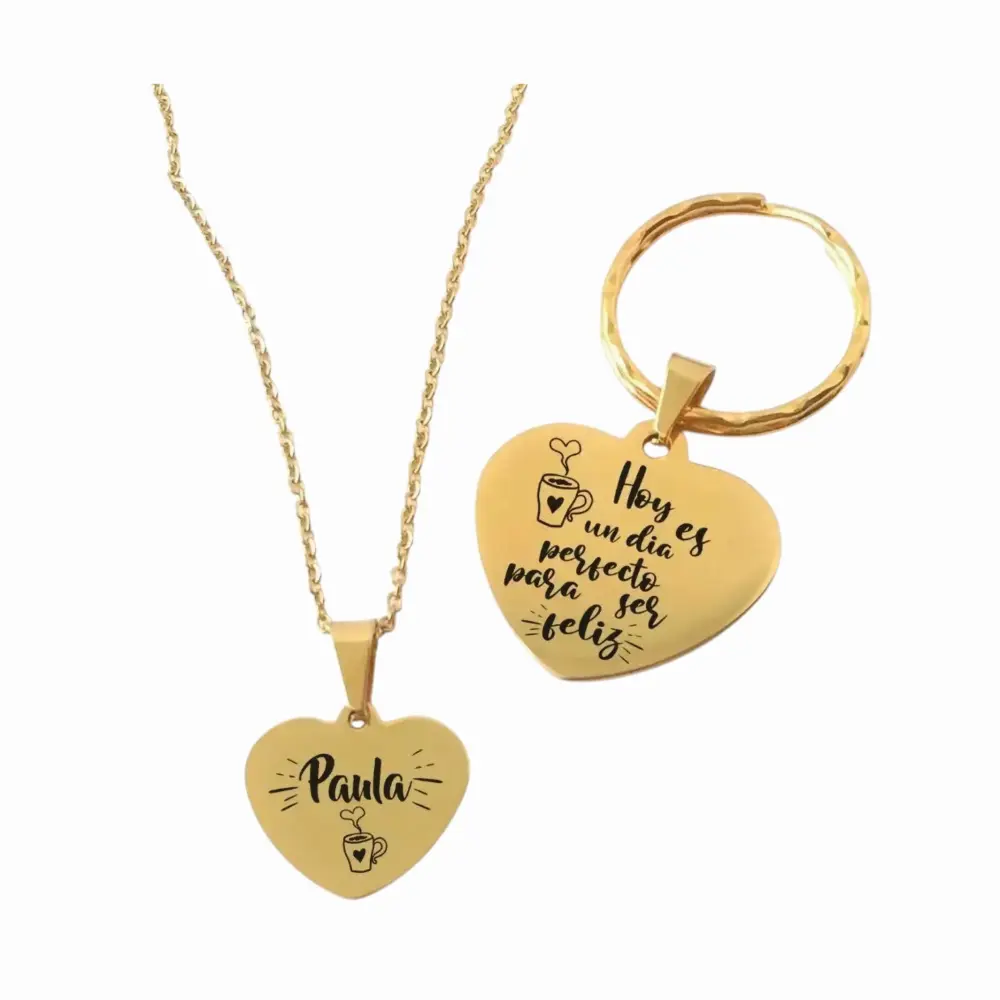 blanco Juego collar y Llavero Plateados