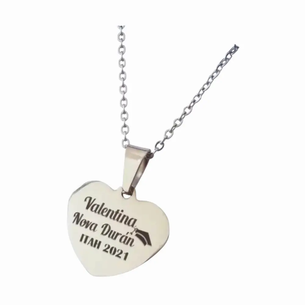 cora plata Collar Dije Personalizado Grabado Láser