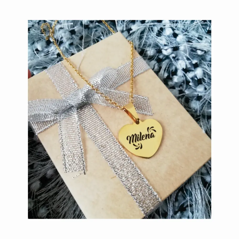 corazon1 Collar Dije Personalizado Grabado Láser