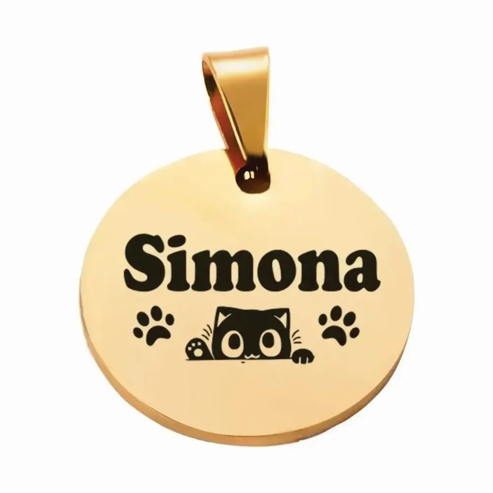GATO 01 Placas identificación para mascotas perros gatos acero anti-pérdida mascotas