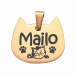 GATO 2 Placas identificación para mascotas perros gatos acero anti-pérdida mascotas
