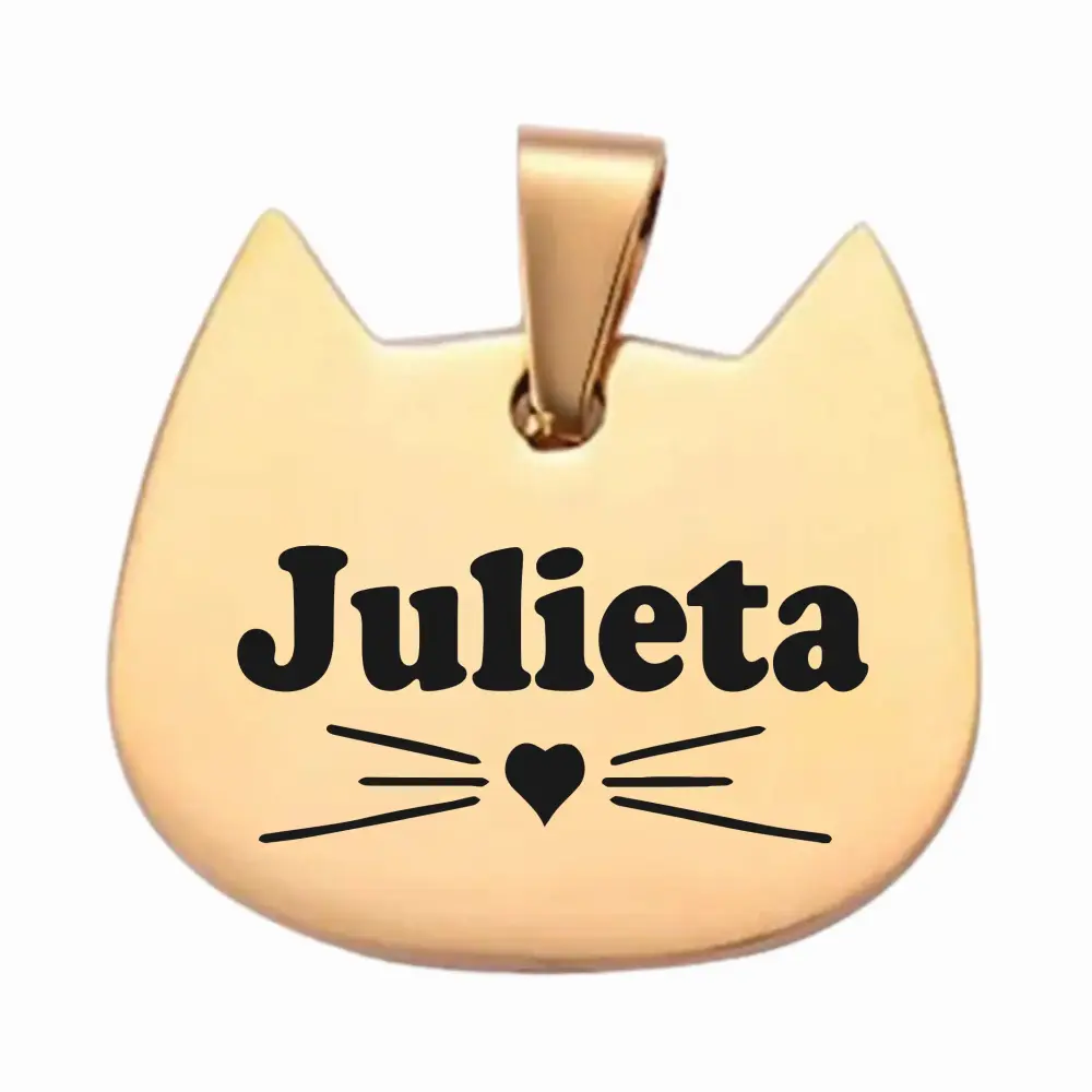 GATO 4 Placas identificación para mascotas perros gatos acero anti-pérdida mascotas