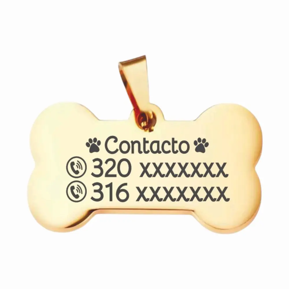 Sin título-16 Placas identificación acero anti-pérdida mascotas Color Dorado