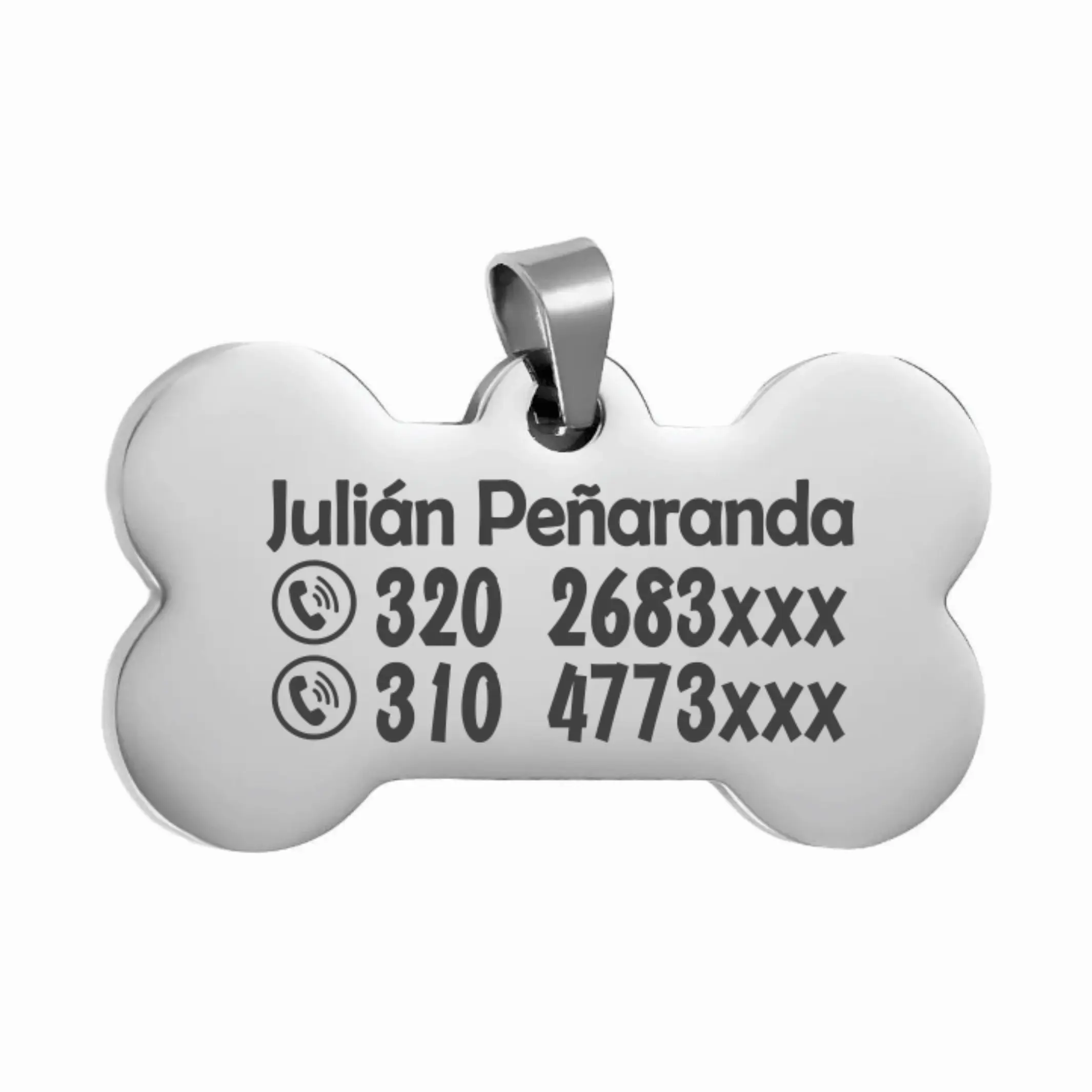 blanco 05 Placas identificación acero mascotas