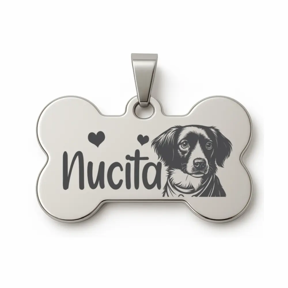 grande Placas identificación acero mascotas