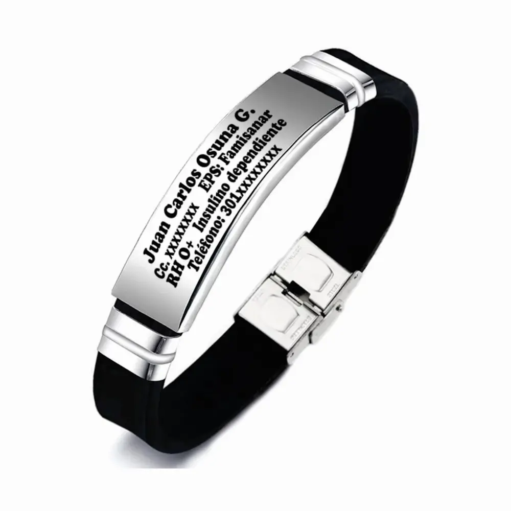 pulsera01 Pulsera Manilla identificación, grabada con tus datos personales en Distribuciones Santander