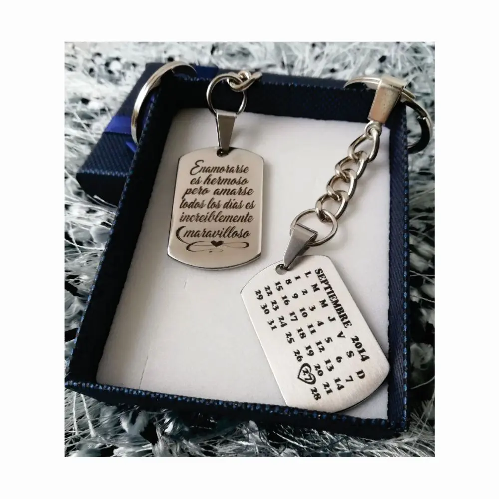 10 juego llavero plateados con calendario