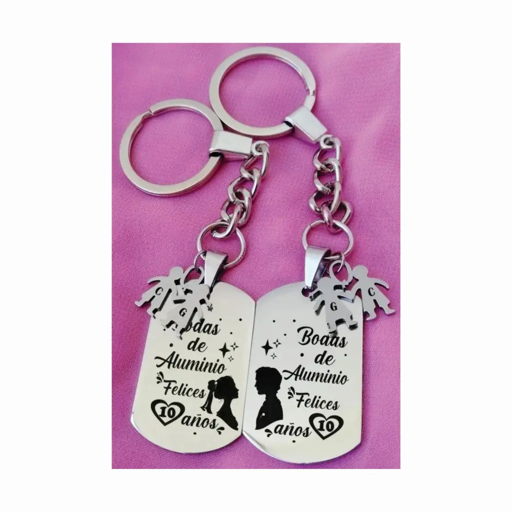 12 juego llavero plateados
