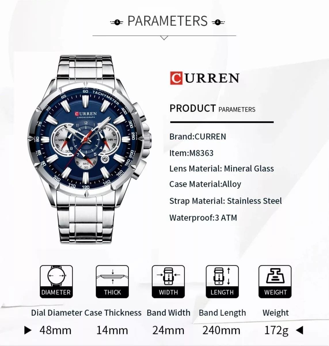 Portapapeles38 Reloj Curren 8363 Hombre