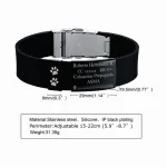 01 B Pulsera Manilla identificación, grabada con tus datos personales en Placa en Acero Inoxidable, Distribuciones Santander