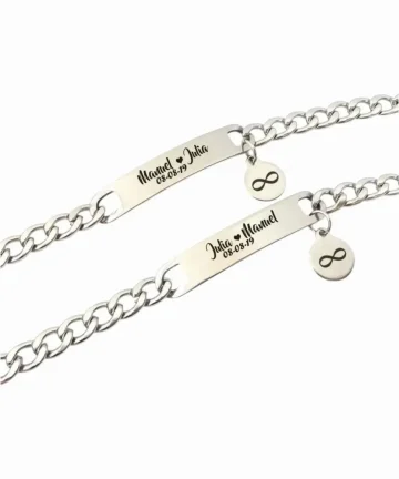 Manilla acero inoxidable personalizada grabada en láser