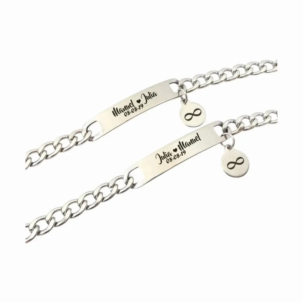 01A Manilla acero inoxidable personalizada grabada en láser