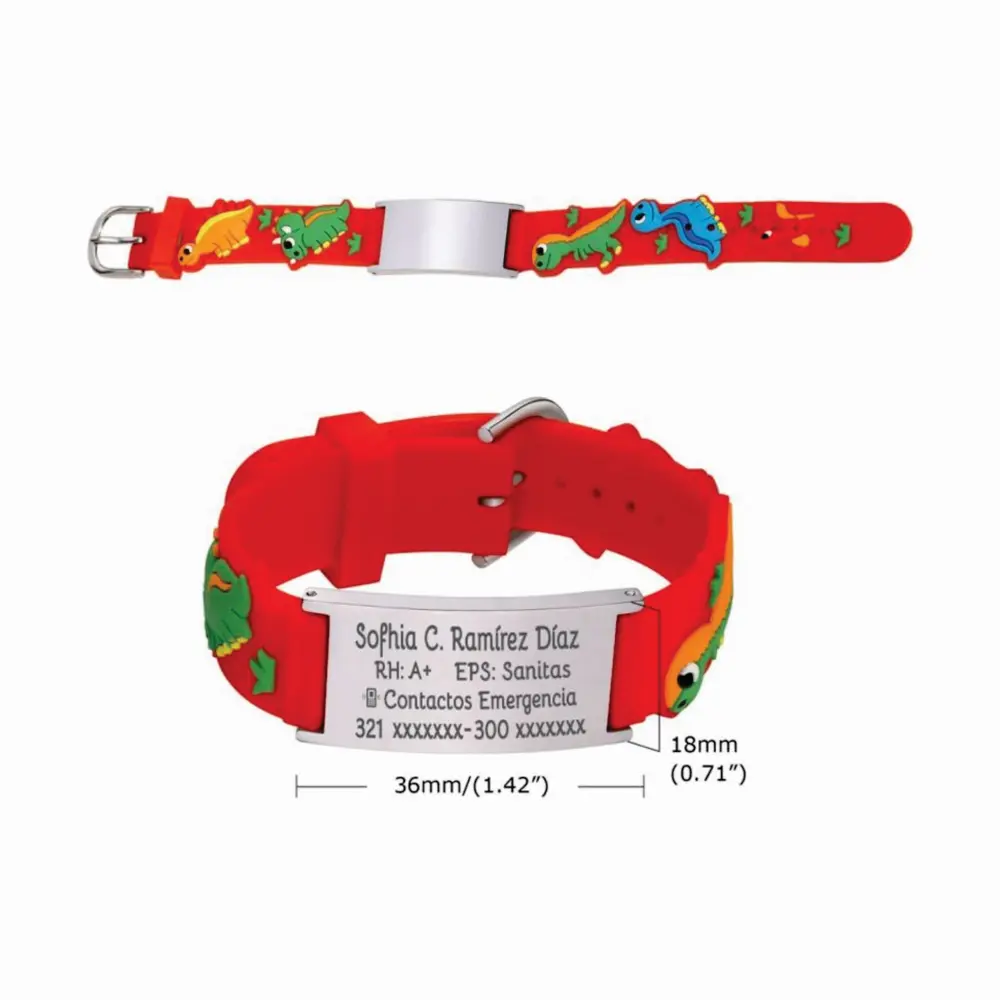 01a Manilla para niño id datos grabada en láser