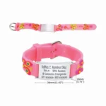 01c Manilla rosada placa negra para niño id datos grabada en láser