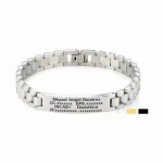 ACERO Pulseras identificación en acero inoxidable grabadas en láser color plata