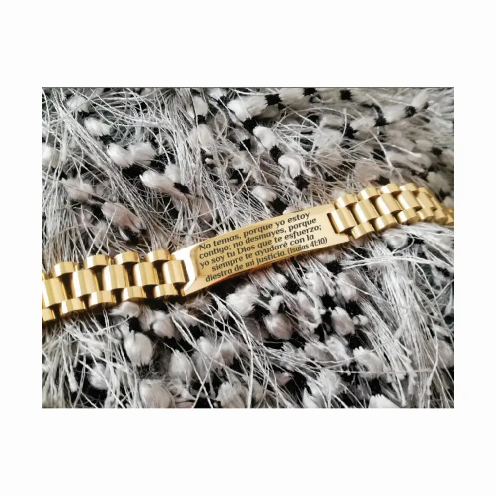 ACERO04 Pulsera Manilla identificación, grabada con tus datos personales en Distribuciones Santander