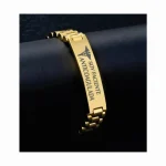 ACERO05 Pulsera Manilla identificación, grabada con tus datos personales en Distribuciones Santander