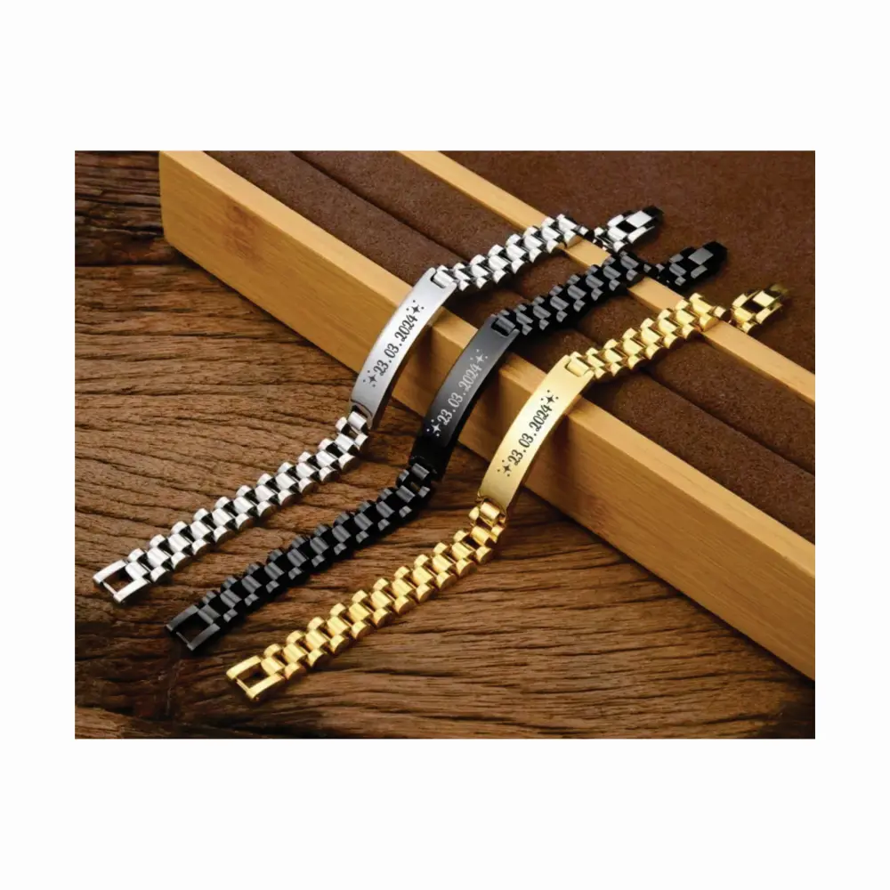 ACERO06 Pulseras identificación en acero inoxidable grabadas en láser colores