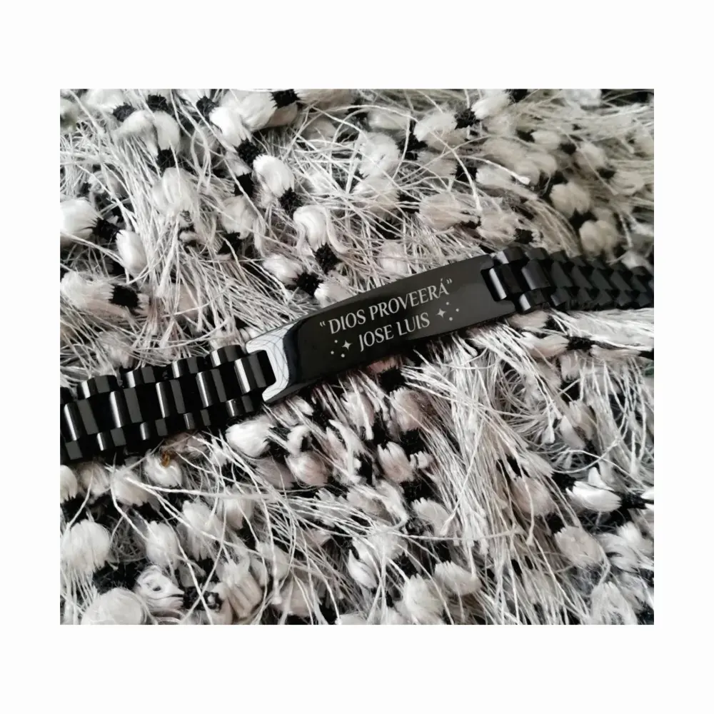 ACERO08 Pulseras identificación en acero inoxidable grabadas en láser color negro