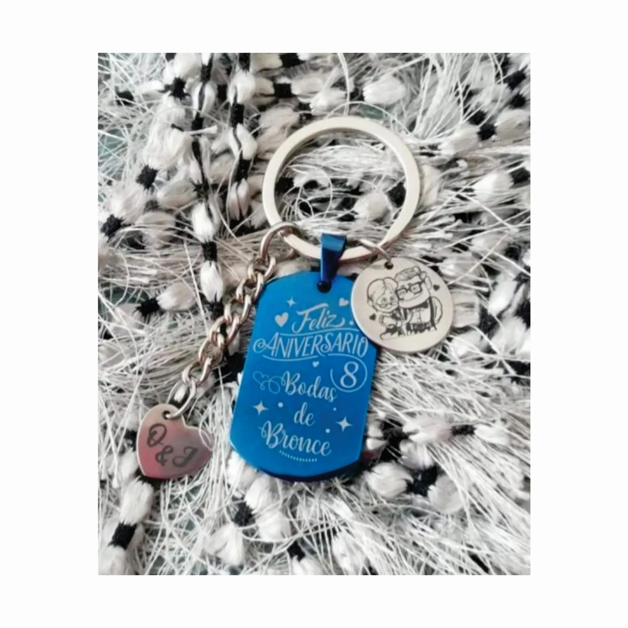 AZULES llavero azul con dijes
