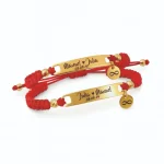 Brazaletes de Pareja Personalizados Manilla Pulsera tejida placa en acero grabada láser