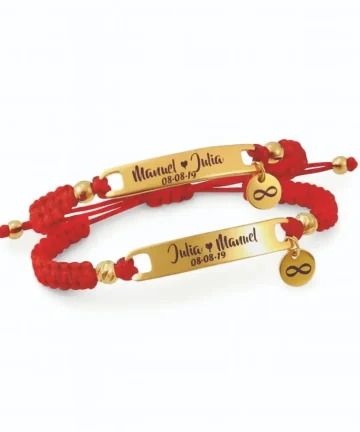 Manilla Pulsera tejida placa en acero grabada láser