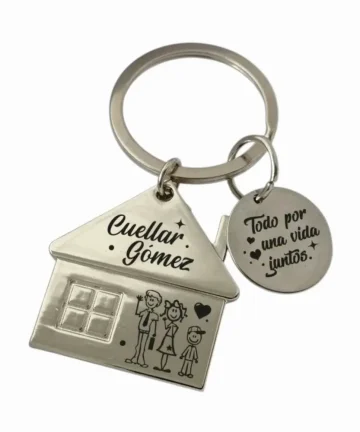 Llavero casa personalizado a dije redondo