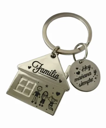 Llavero casa personalizado a dije redondo