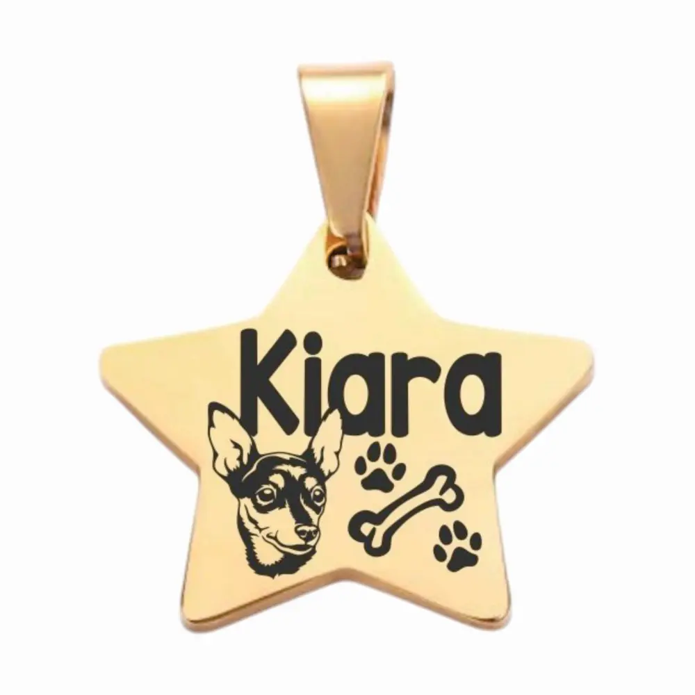 ESTRELLA DO02 Placas identificación para mascotas perros gatos acero anti-pérdida mascotas