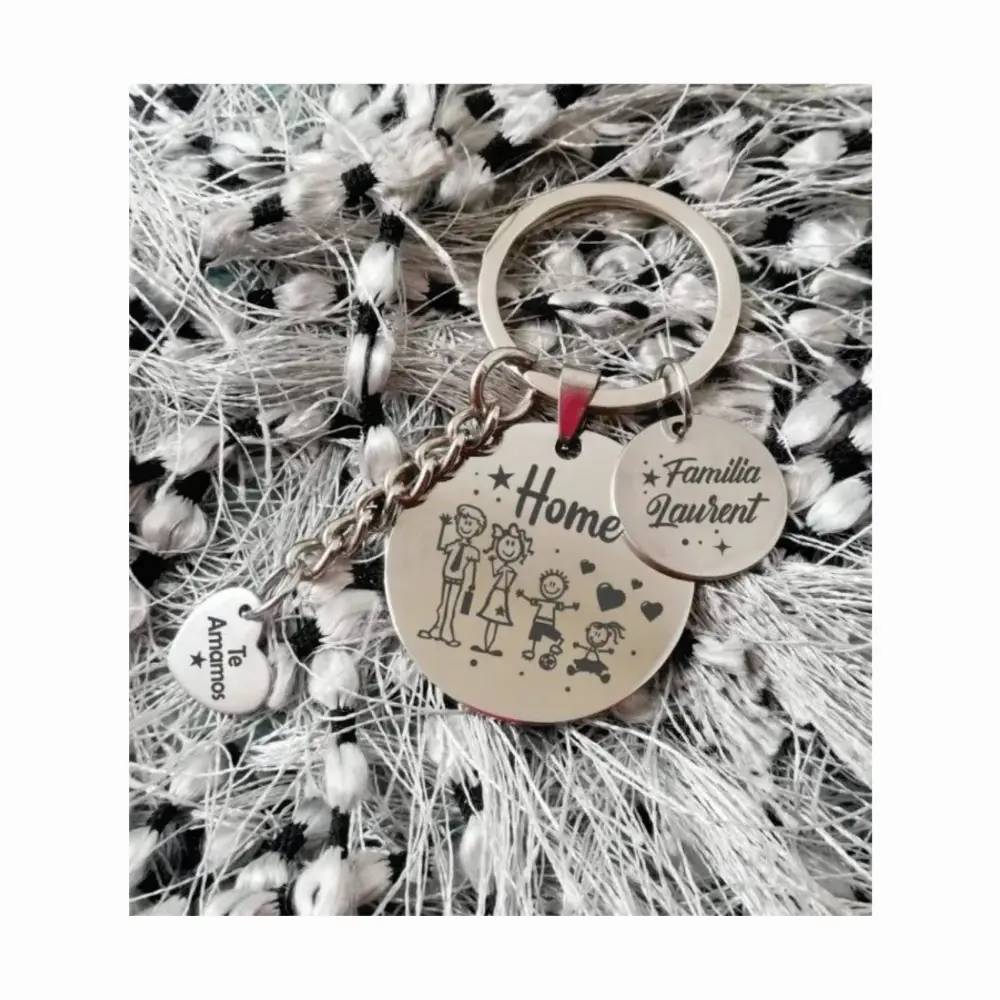 REDONDOS juego llavero plateados redondo y dije redondo