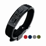 RELOJ E Pulsera , grabada con tus datos personales en Placa en Acero Inoxidable, Color Negro placa Negra - Distribuciones Santander