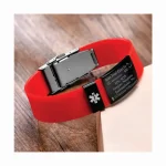 ROJA 01 Pulsera Manilla identificación, grabada con tus datos personales en Placa en Acero Inoxidable, Distribuciones Santander